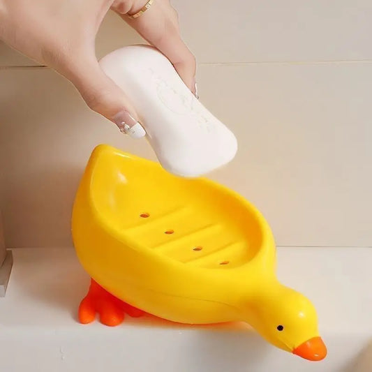 Plastic Soap Dish, Self-Draining Soap Holder, Cute Duck Shaped Creative Storage Rack, Suitable for Shower Rooms, Bathrooms, Kitc