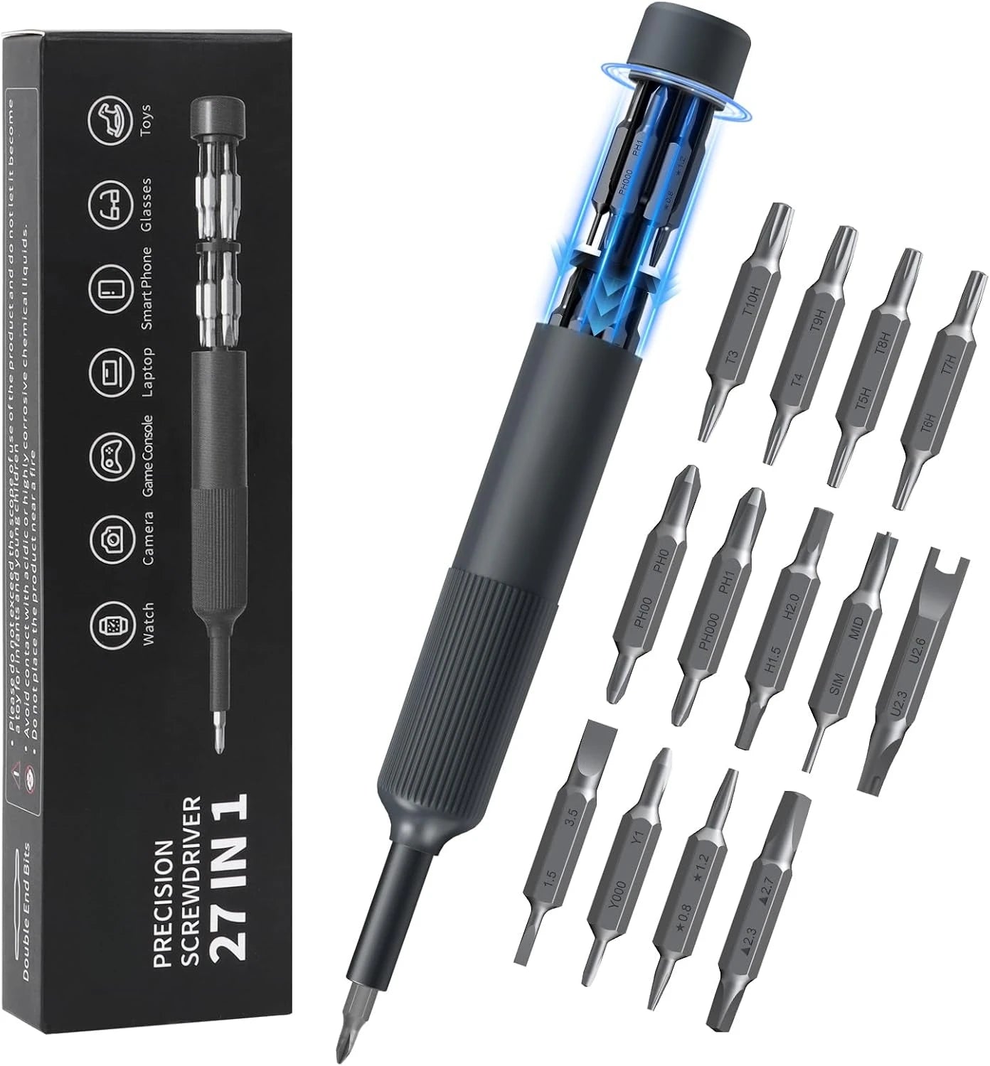 27 in 1 Precision Screwdriver Set  Magnetic Bits Pen Style Manual Repair Tools Kit for Eyeglass Watch PC Jewelers Laptop iPhone