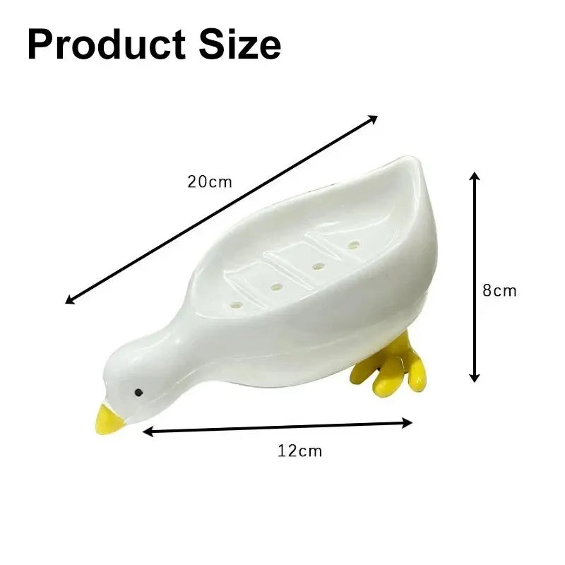 Plastic Soap Dish, Self-Draining Soap Holder, Cute Duck Shaped Creative Storage Rack, Suitable for Shower Rooms, Bathrooms, Kitc