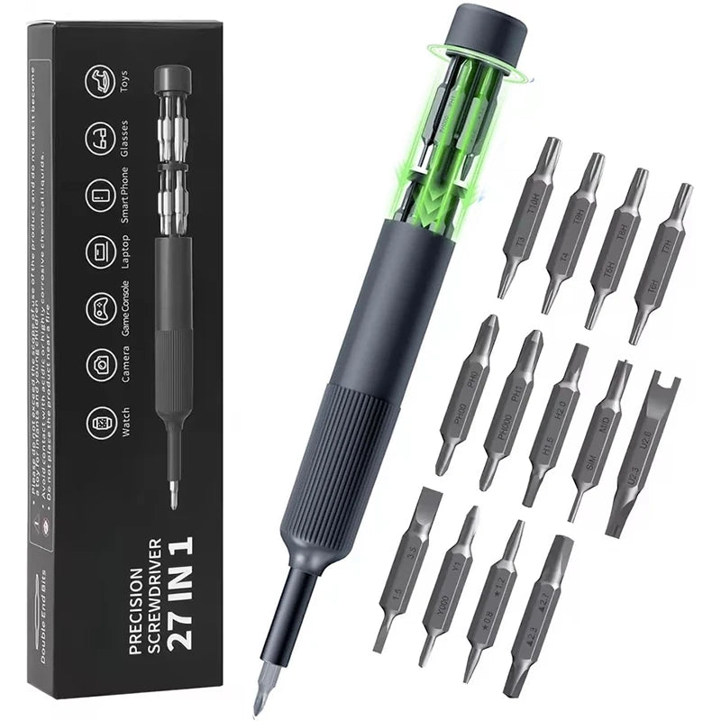 27 in 1 Precision Screwdriver Set  Magnetic Bits Pen Style Manual Repair Tools Kit for Eyeglass Watch PC Jewelers Laptop iPhone