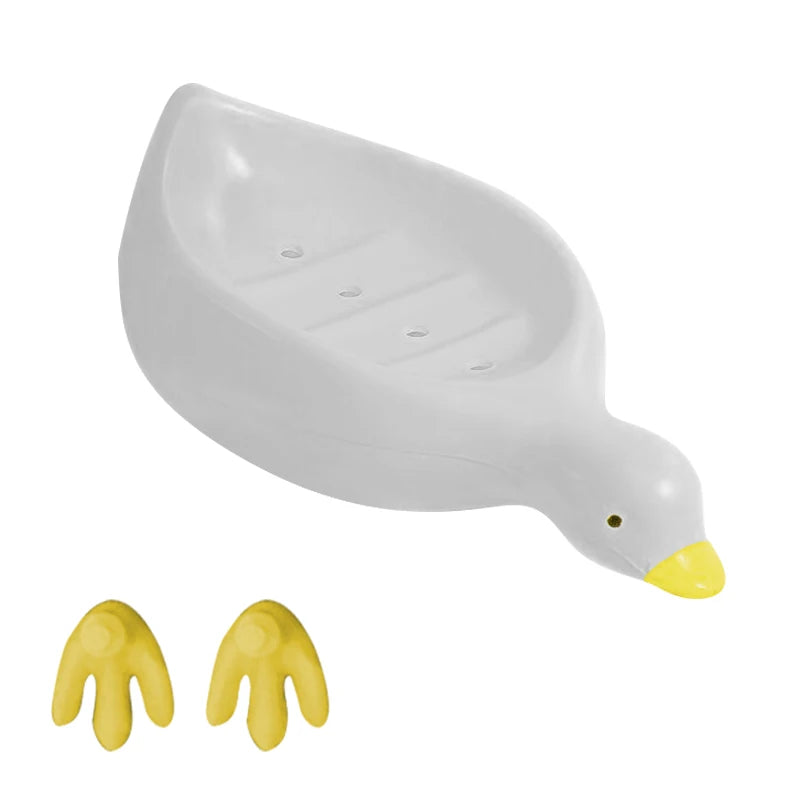 Plastic Soap Dish, Self-Draining Soap Holder, Cute Duck Shaped Creative Storage Rack, Suitable for Shower Rooms, Bathrooms, Kitc