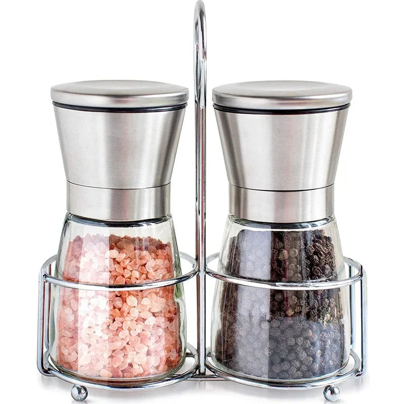 180/200ML Pepper Grinder Stainless Steel Glass Spice Bottle Salt Pepper Mill Manual Spice Grinder Mill Household Kitchen Gadgets
