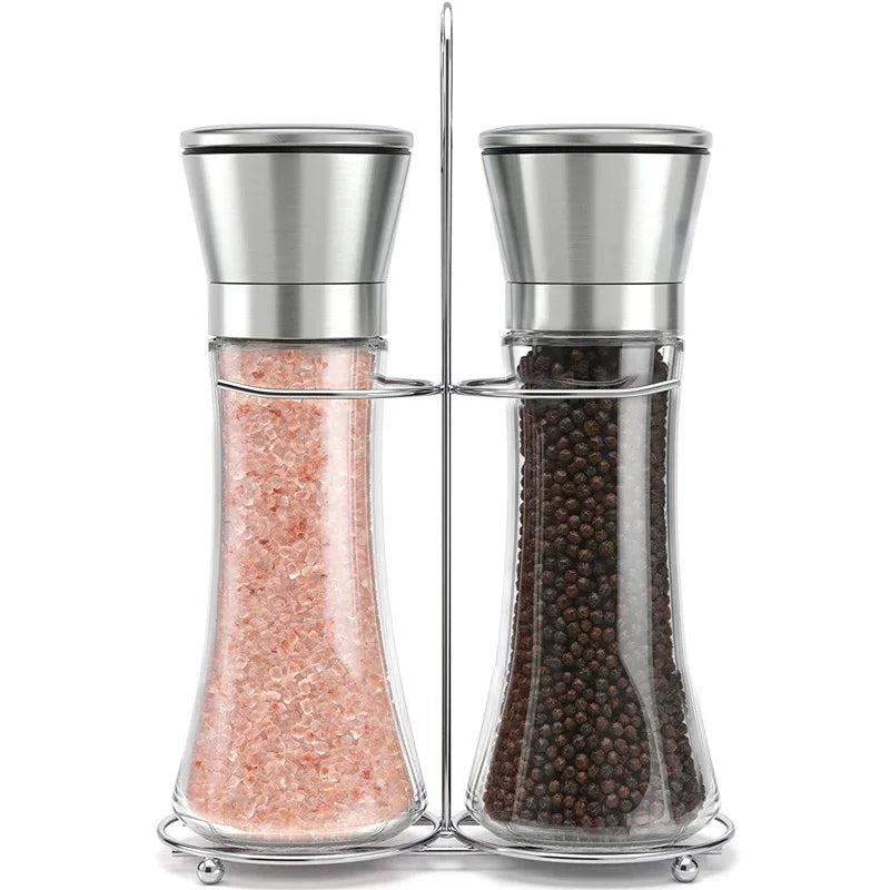 180/200ML Pepper Grinder Stainless Steel Glass Spice Bottle Salt Pepper Mill Manual Spice Grinder Mill Household Kitchen Gadgets