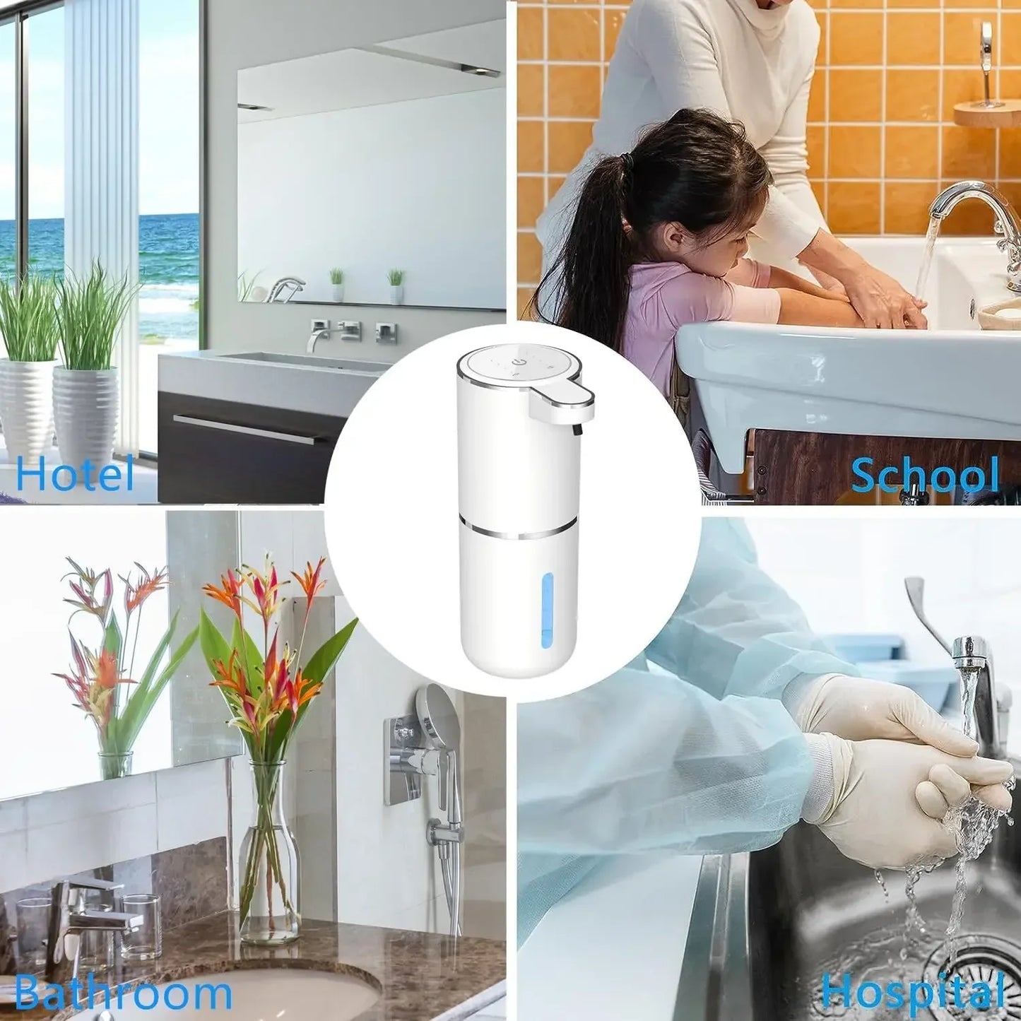 Smart Sensor Soap Dispenser for Kitchen, Automatic Touchless Foam Liquid Dispenser with Rechargeable, Bathroom Sink, Restaurant
