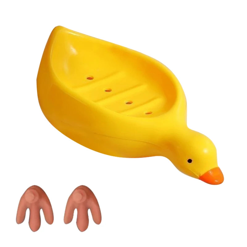 Plastic Soap Dish, Self-Draining Soap Holder, Cute Duck Shaped Creative Storage Rack, Suitable for Shower Rooms, Bathrooms, Kitc