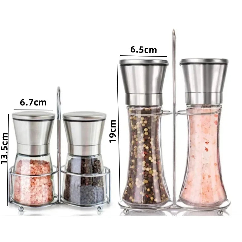 180/200ML Pepper Grinder Stainless Steel Glass Spice Bottle Salt Pepper Mill Manual Spice Grinder Mill Household Kitchen Gadgets